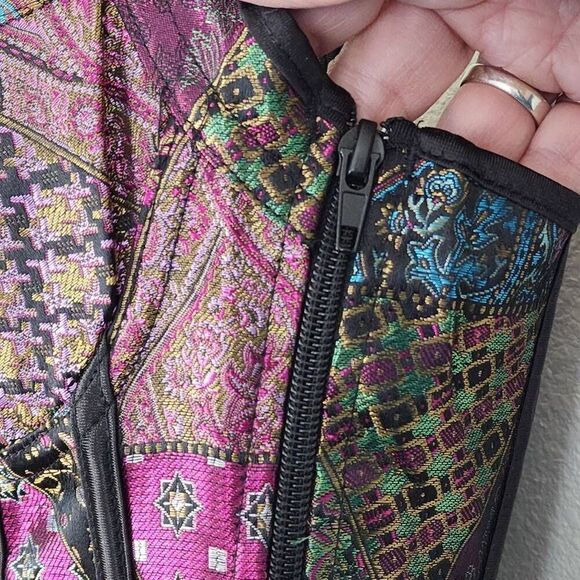 Women's Multicolor Two-Piece Lace Up Push-Up Tank Corset Bustier Size Large - Picture 6 of 10